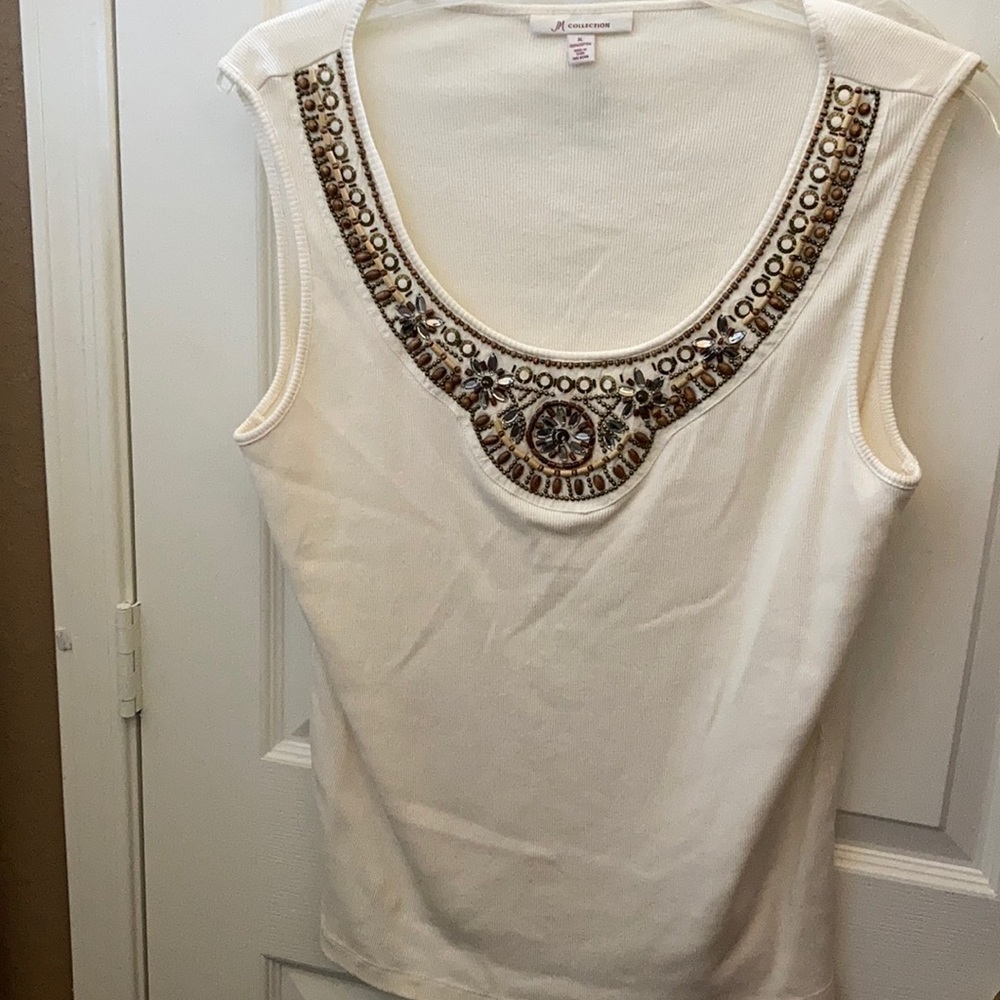 FINAL MARKDOWN Ladies’ JM Collection Decorative Ribbed Tank (XL)